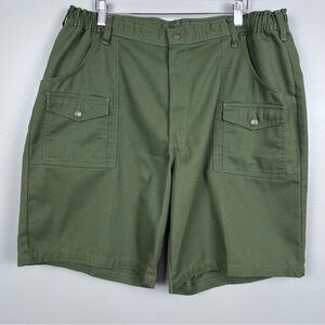 Vintage Boy Scouts of America Men's Green Elastic Waist Cargo Shorts Size 40